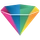 A diamond with all colours of the rainbow - the Diamond Academy logo.