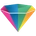 A diamond with all colours of the rainbow - the Diamond Academy logo.
