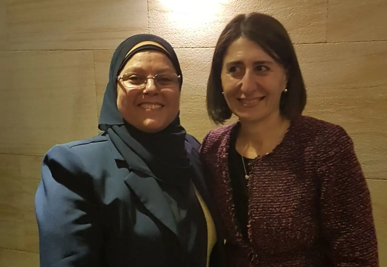 Najla Turk standing with Gladys Berejiklian